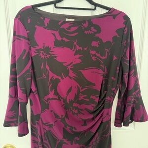Anne Klein Black and Purple Patterned Dress